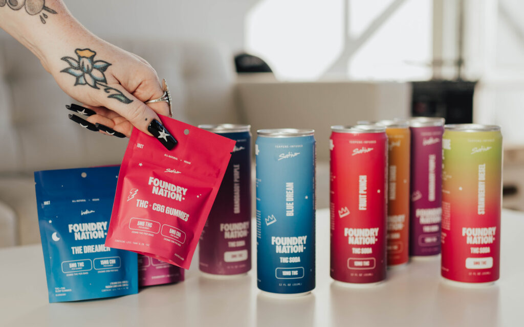 Foundry Nation Classics showing gummies and canned thc sodas