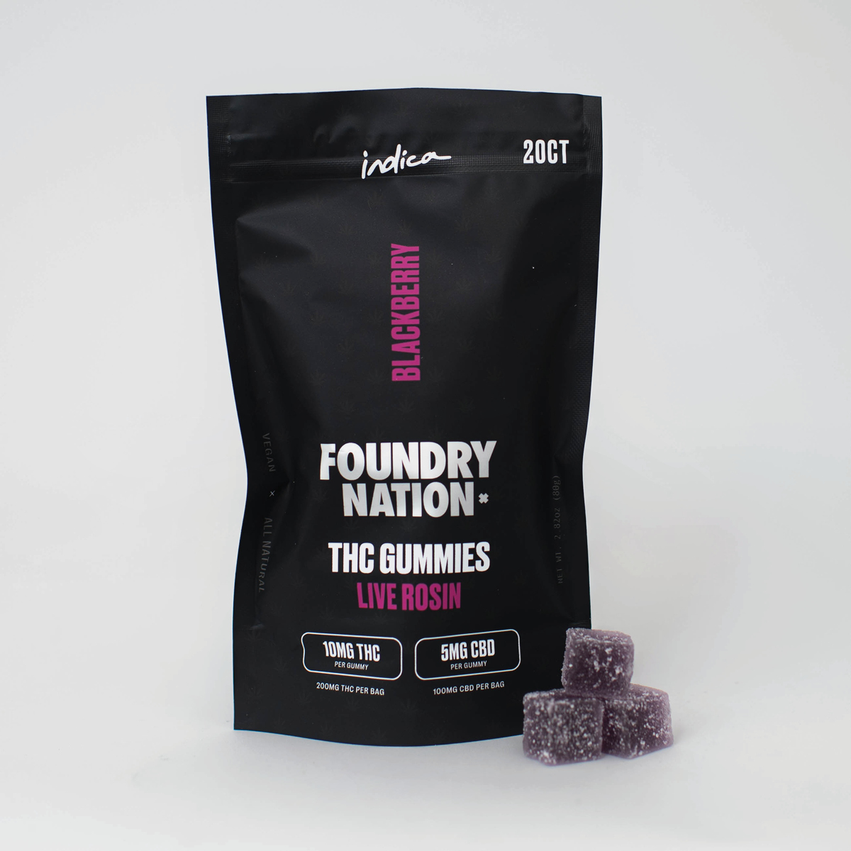 Foundry Blackberry Indica Live Rosin Gummies | 10mg THC | 20ct