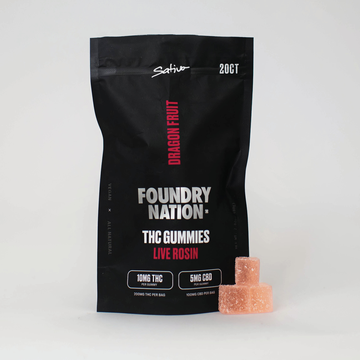 Foundry Dragon Fruit Sativa Live Rosin Gummies | 10mg THC | 20ct